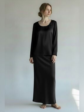 Peter Cohen black Silk blouse old money quiet luxury M carolyn bessette kennedy